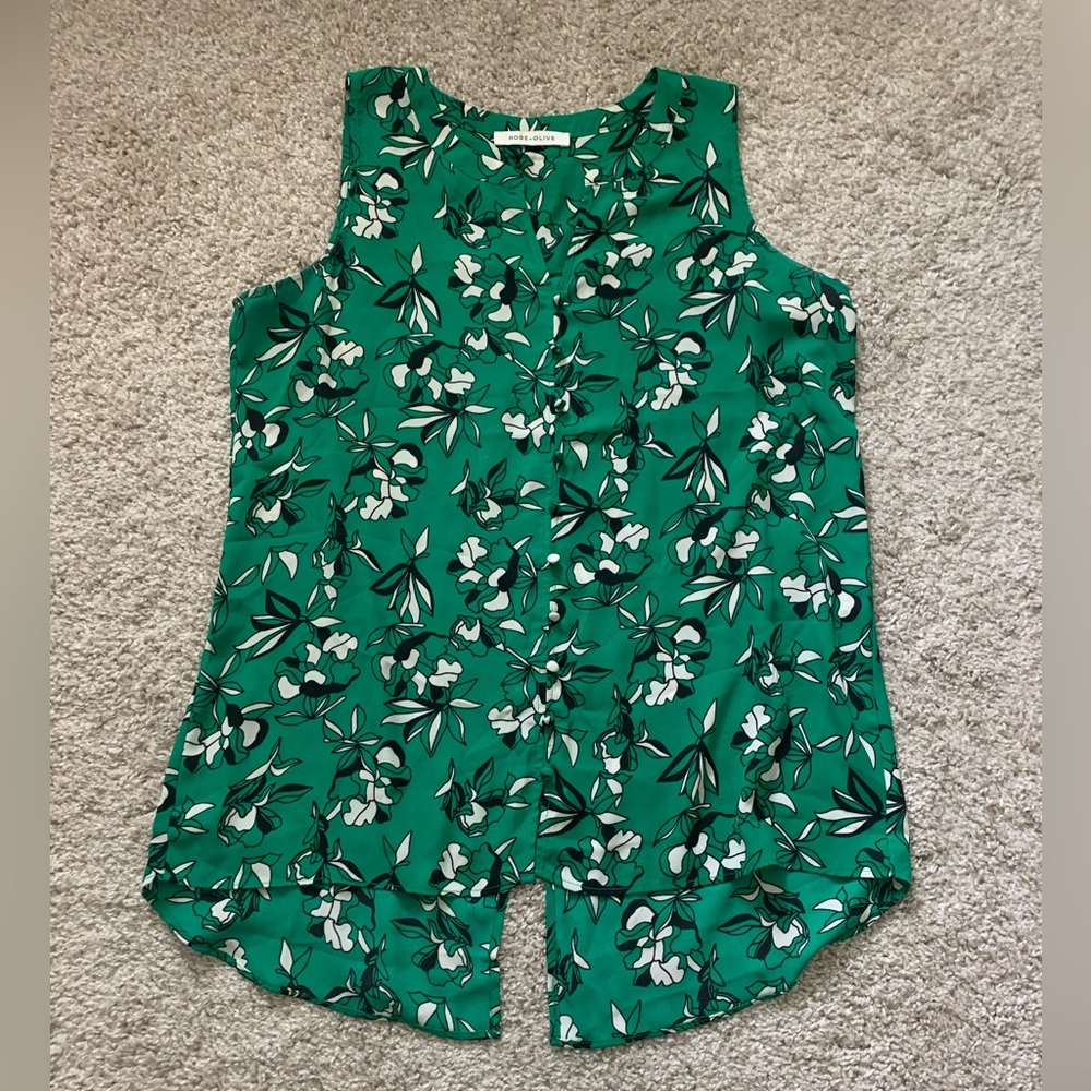 Kelly Green summer blouse - size large